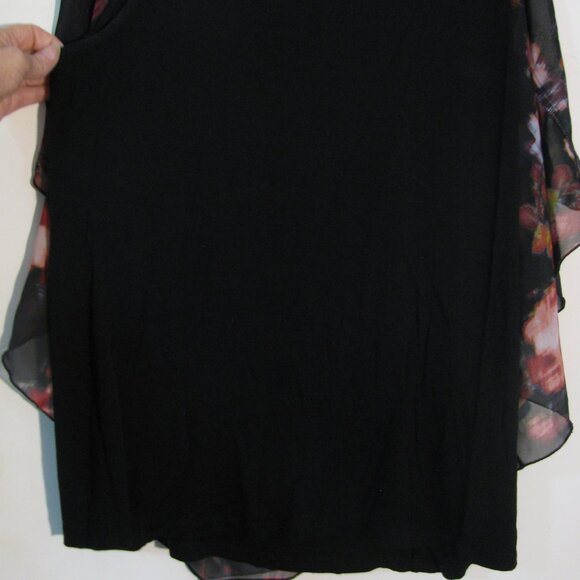 * AB Studio Blouse XL Black Floral Flowy Fully Lined - Picture 4 of 4